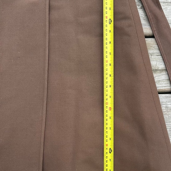 Vintage 60s Wool Coat w/ Fur Collar Pure Virgin Wool Belted Brown Long Coat Anna - Picture 5 of 16